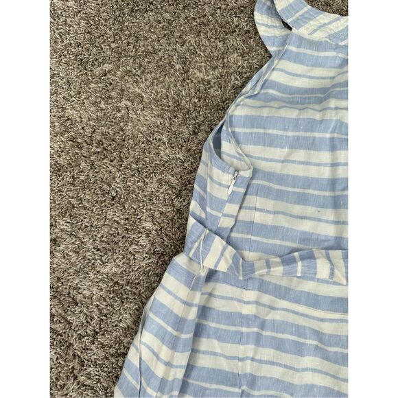 Sigrid Olsen 100% Linen A-line Halter striped Midi Dress Women’s S Blue/White - Picture 11 of 13